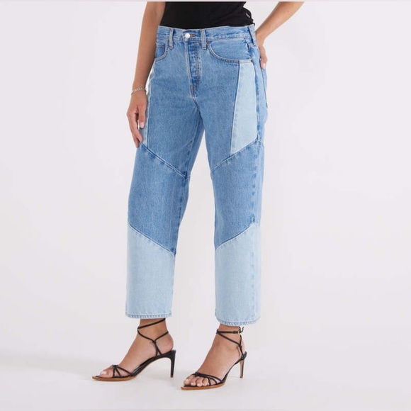 Etica Sai Paneled Work Galera Jeans Two Tone Crop Wide Leg - Picture 1 of 10